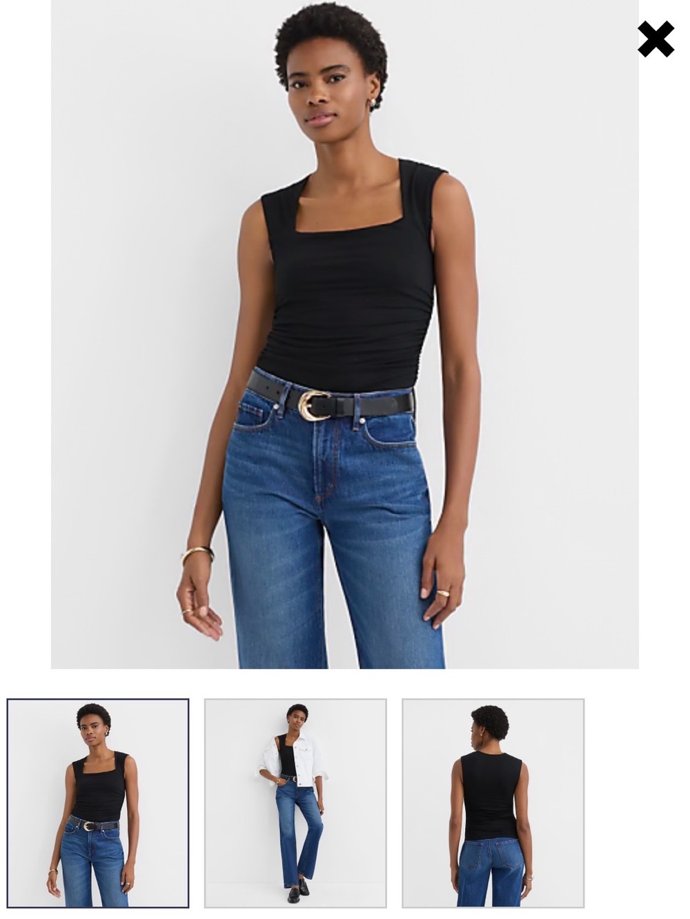 LOFT Black Square Neck Tank